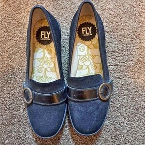 Fly London Women's Navy Loafers with Buckle